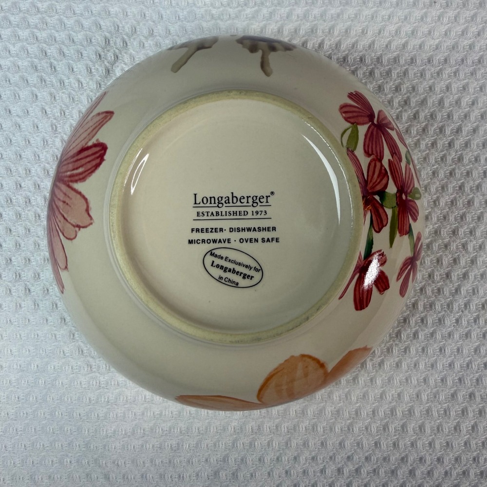 Longaberger Ceramic Pottery Botanical Fields Retired Cereal Soup Bowl 6 Inch